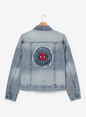 Marvel Spider-Man Embroidered Patches Plus Size Cropped Denim Jacket, , hi-res